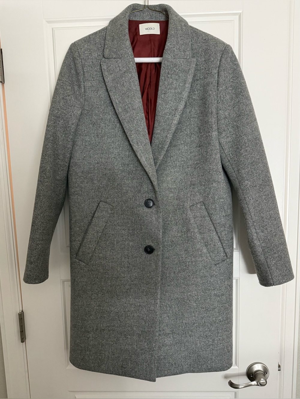 VICOLO Women's Grey Single-Breasted Coat